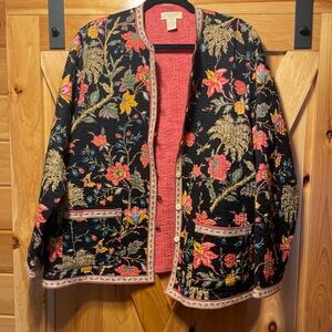 Quilted cotton reversible floral cottagecore whimsigoth jacket, size 1X